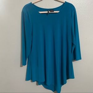 Asymmetrical teal women’s blouse